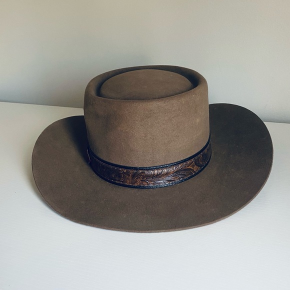 Stetson Other - Stetson 3X Beaver Brown Vintage Cowboy Hat Size 7/ 28 with Leather Accent Strap